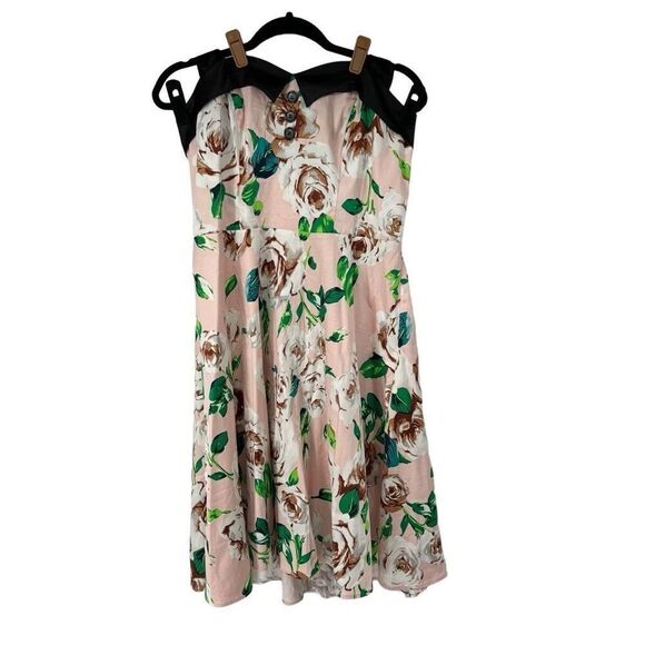 Dressystar Pink Ink Flower Retro Cocktail Rockabilly Pin Up Dress - Picture 1 of 7